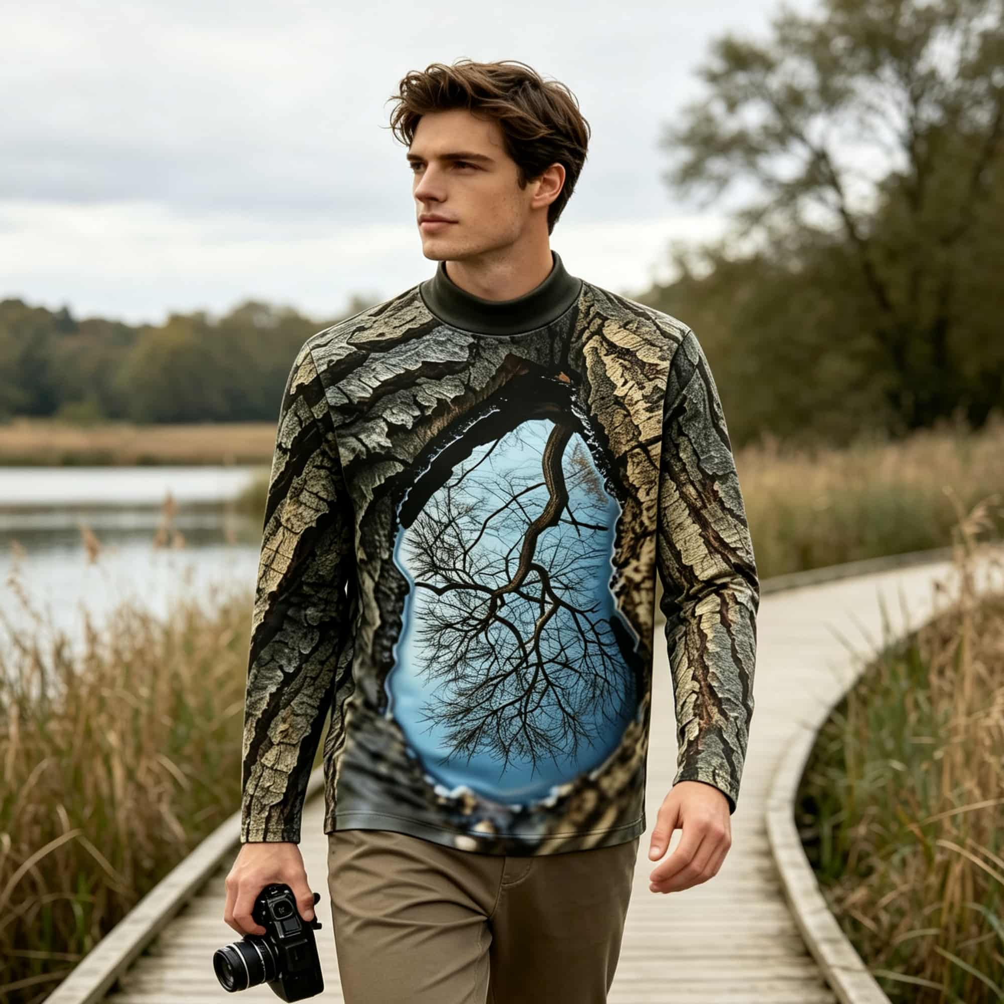 Mens Fashion Trend - T-shirt à col montant et manches