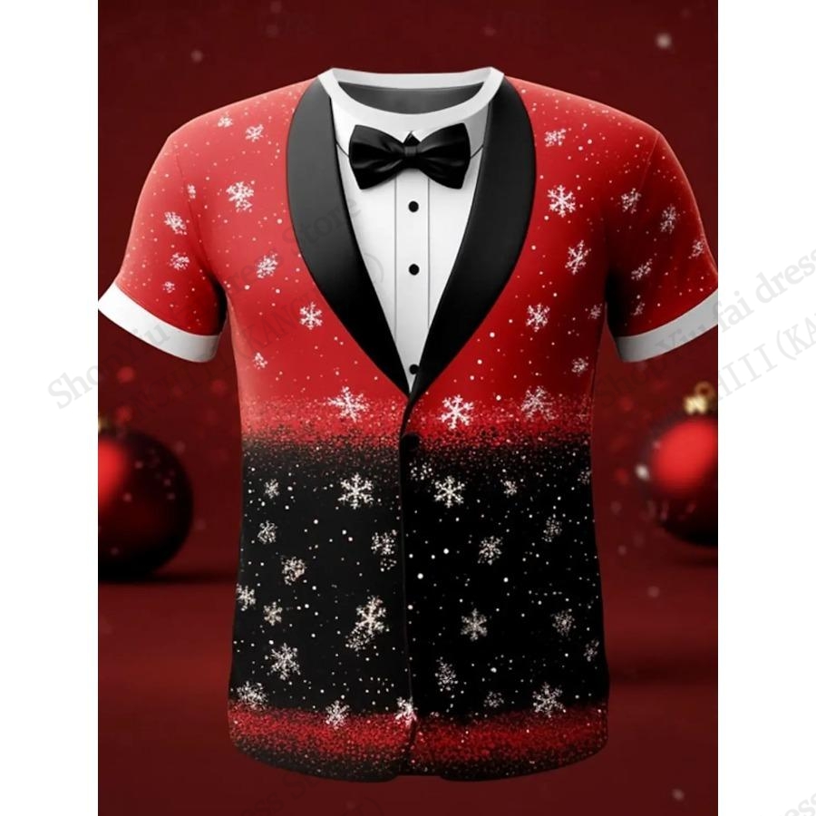 Mens Xmas Fashion - T-shirt imprimé 3D motif flocon de