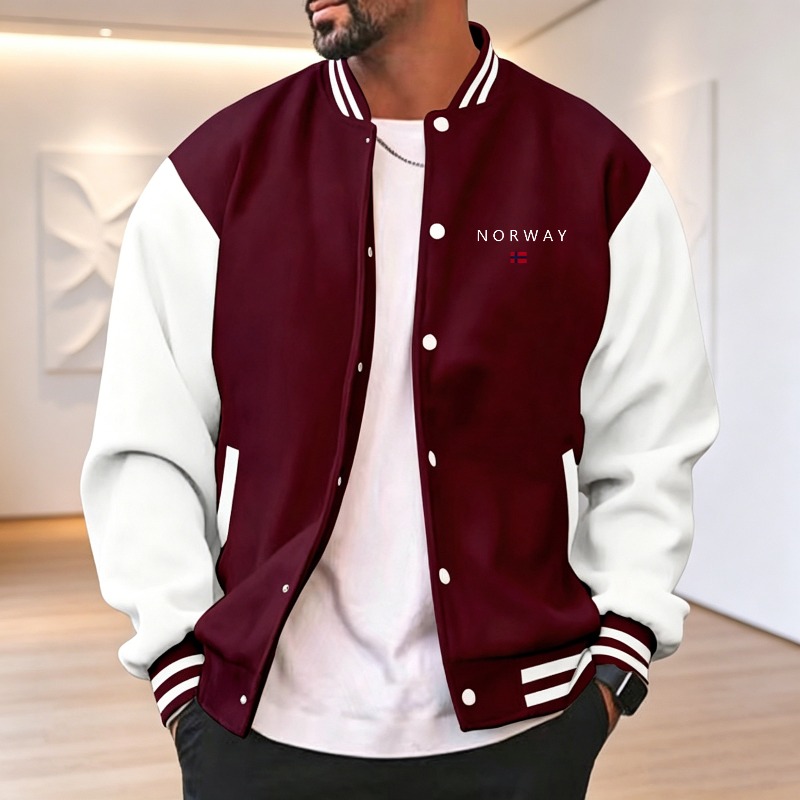 Varsity Jacket Letterman - Blouson universitaire pour homme, coupe ample,