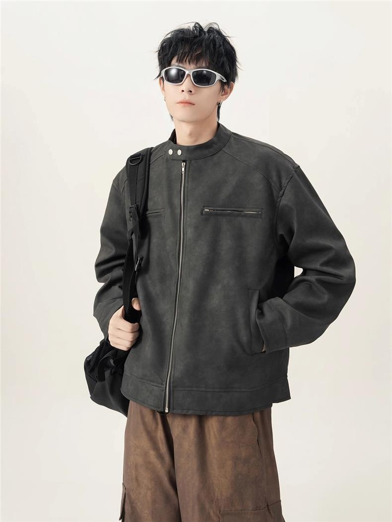 Veste en cuir marron rétro amé - Varsity Jacket Letterman avis et prix
