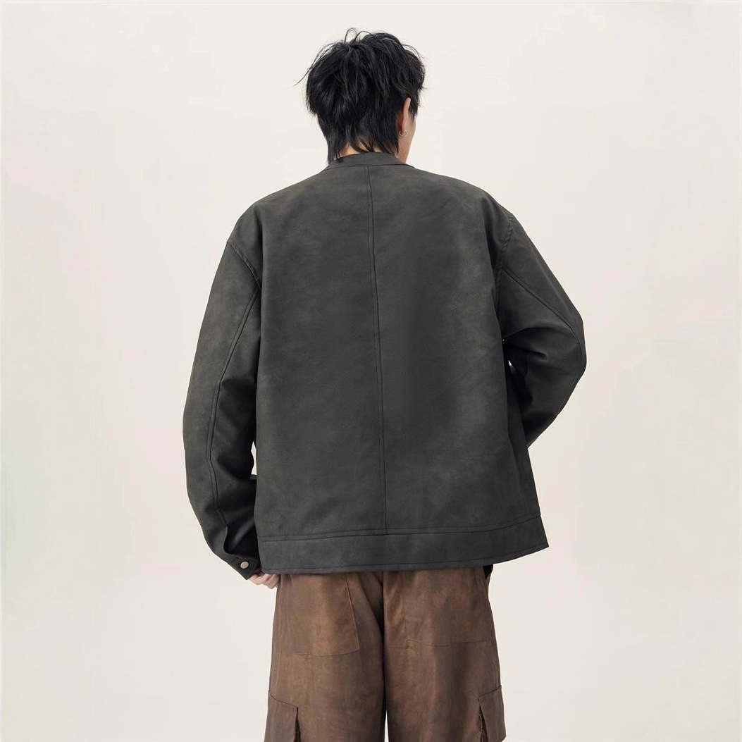 Veste en cuir marron rétro amé - Varsity Jacket Letterman avis et prix