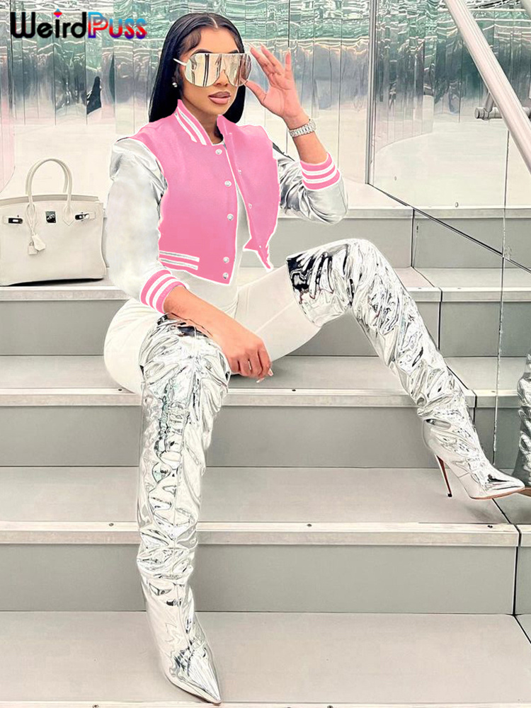 Weird Puss-Veste Courte en Cui - Varsity Jacket Letterman avis et prix